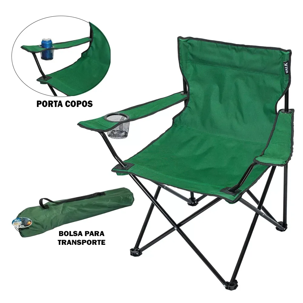 Cadeira Dobrável Com Apoio De Braço e Porta Copo Praia Pesca Camping Kala - Image 2