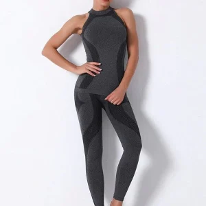 Conjunto desportivo sem costuras com leggings e top – kindyfit