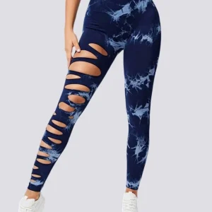 Leggings desportivas com efeito desgastado e efeito push-up, sem costuras