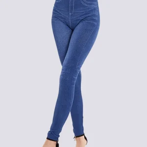 Jeggings de cintura alta com efeito jeans