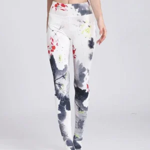 Leggings de ioga brancas com padrões (sem costuras)