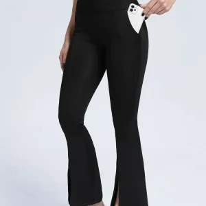 Leggings com abertura à frente – preto (bolsos)