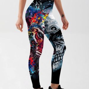 Leggings com caveiras e tigre