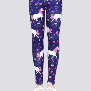 Leggings com padrão de unicórnio para menina