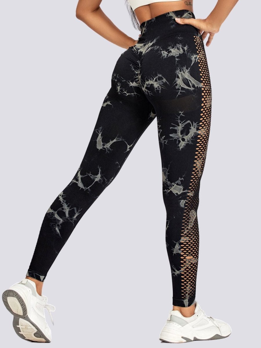Leggings desportivas com padrão estampado em malha sem costuras (push up) - Image 2