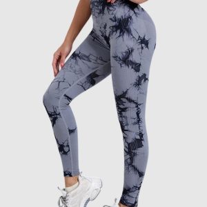 Leggings desportivas tingidas com efeito push-up sem costuras