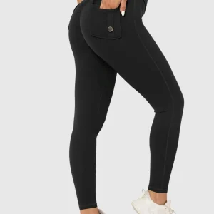 Leggings desportivas push-up com bolsos traseiros